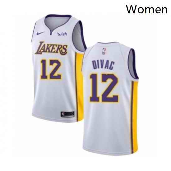 Womens Los Angeles Lakers 12 Vlade Divac Authentic White Basketball Jersey Association Edition